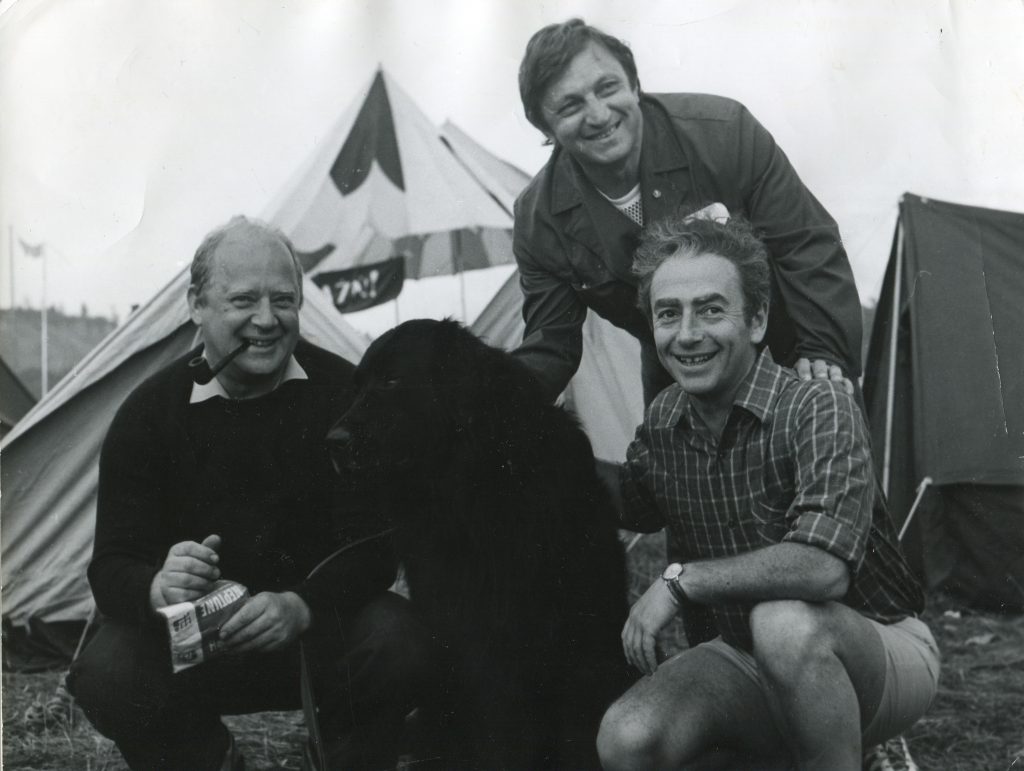 Александр Городницкий, Виктор Берковский и Юрий Визбор на Грушинском фестивале, 1977 год